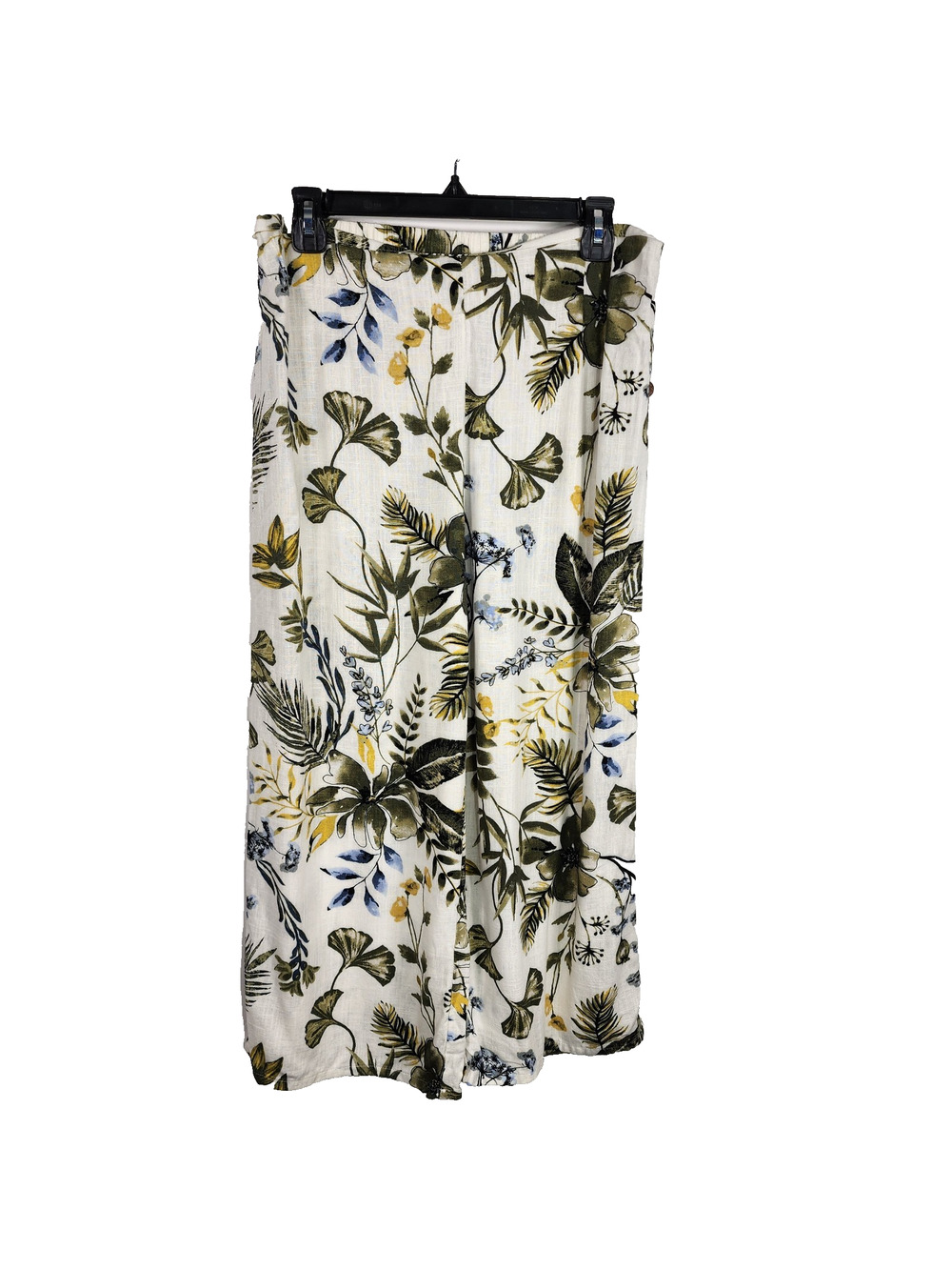 Haver & Blair London Womens Cropped Pants Linen Blend Wide Leg Pull On Floral M